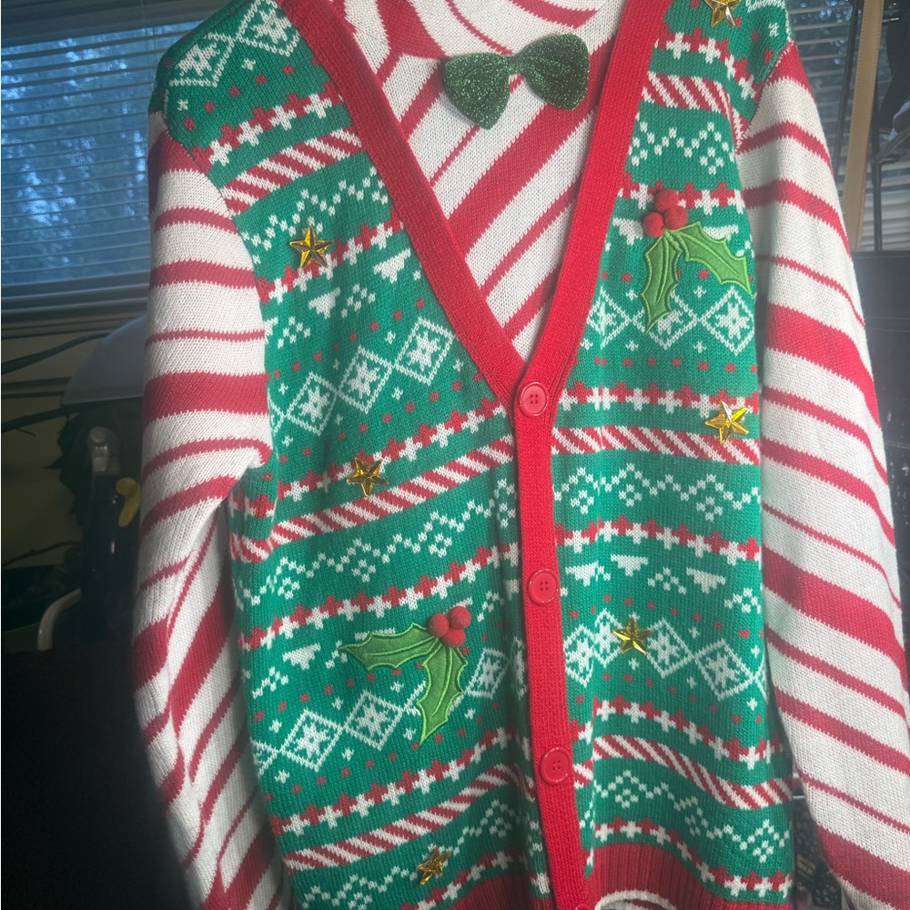 Festive Christmas Sweater with Bow Tie